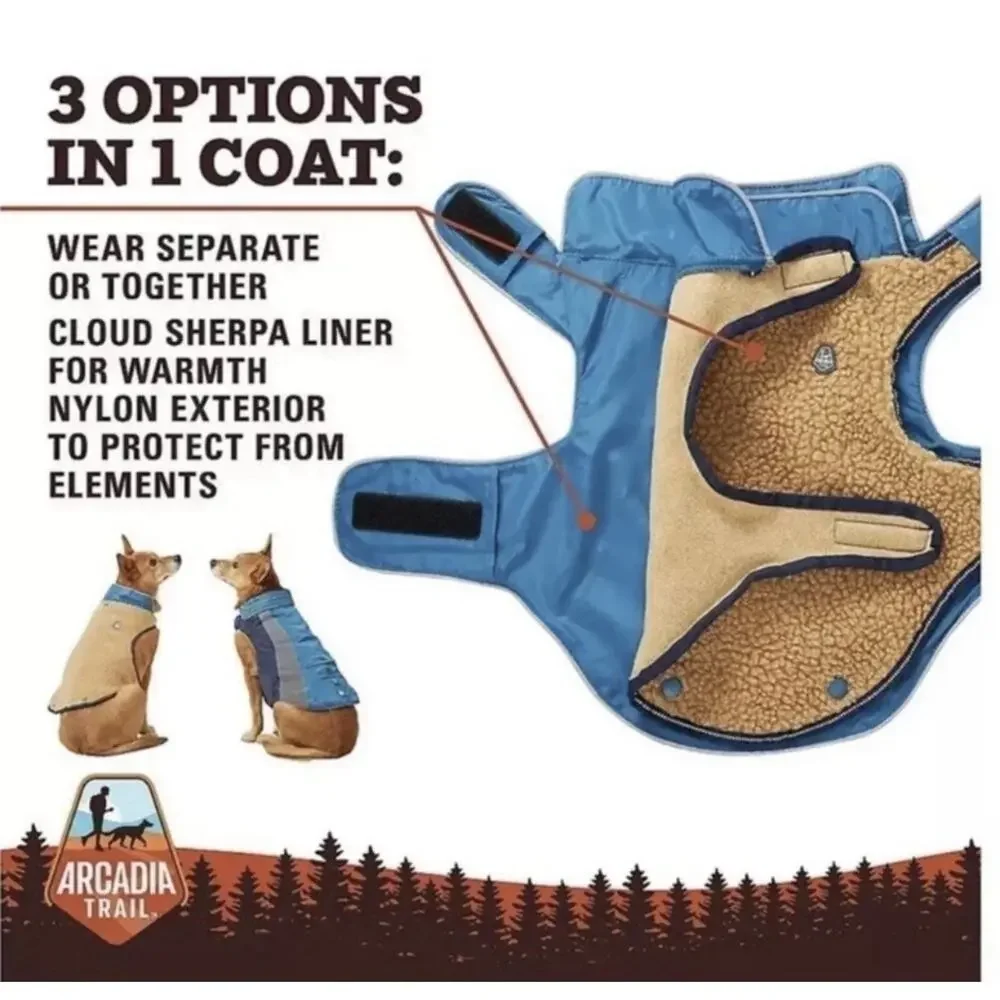 Arcadia Trail (M) Dog Coat Removable Fleece Liner Reflective Water Repel Camping